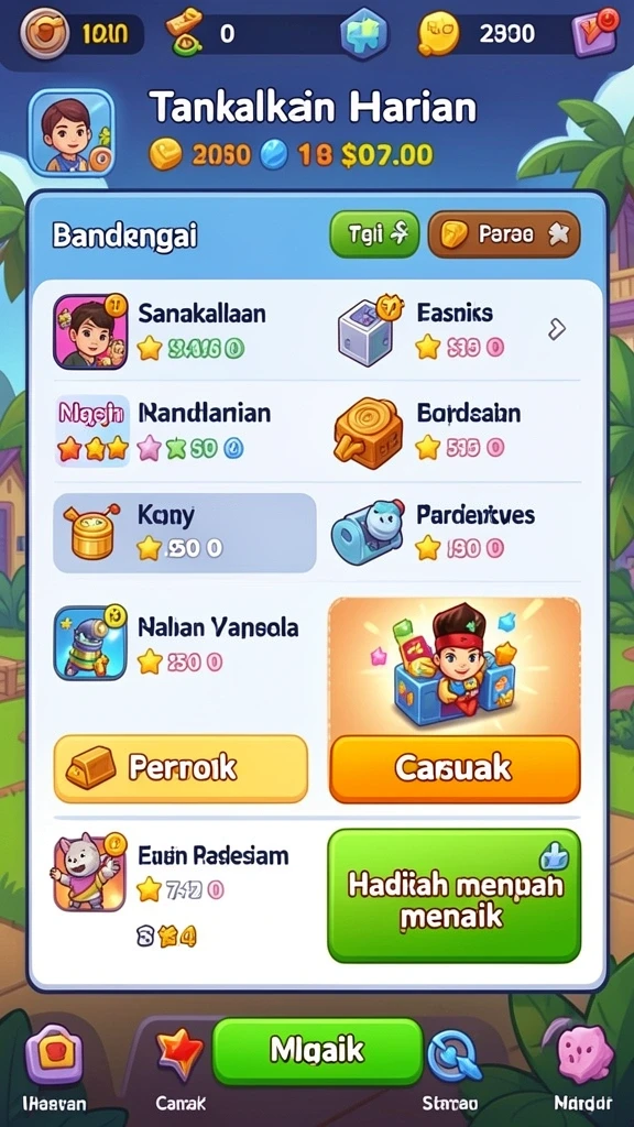 cinasipit - Tampilan awal permainan yang menarik dan informatif.
